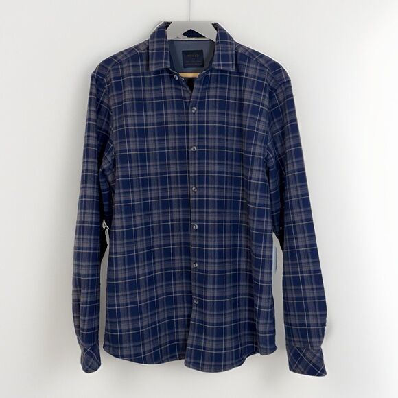 Nomad Other - Nomad Men’s L Navy Gray Plaid Sierra Lined Flannel Button Down Shirt Jacket Slim